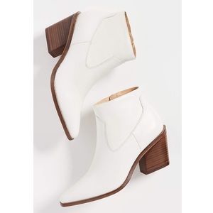 Rag & Bone White Leather Booties with Wood Heel